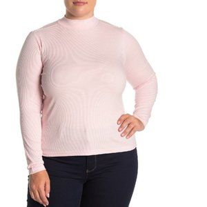 ELOQUII Rib Knit Mock Neck Shirt(Plus Size)